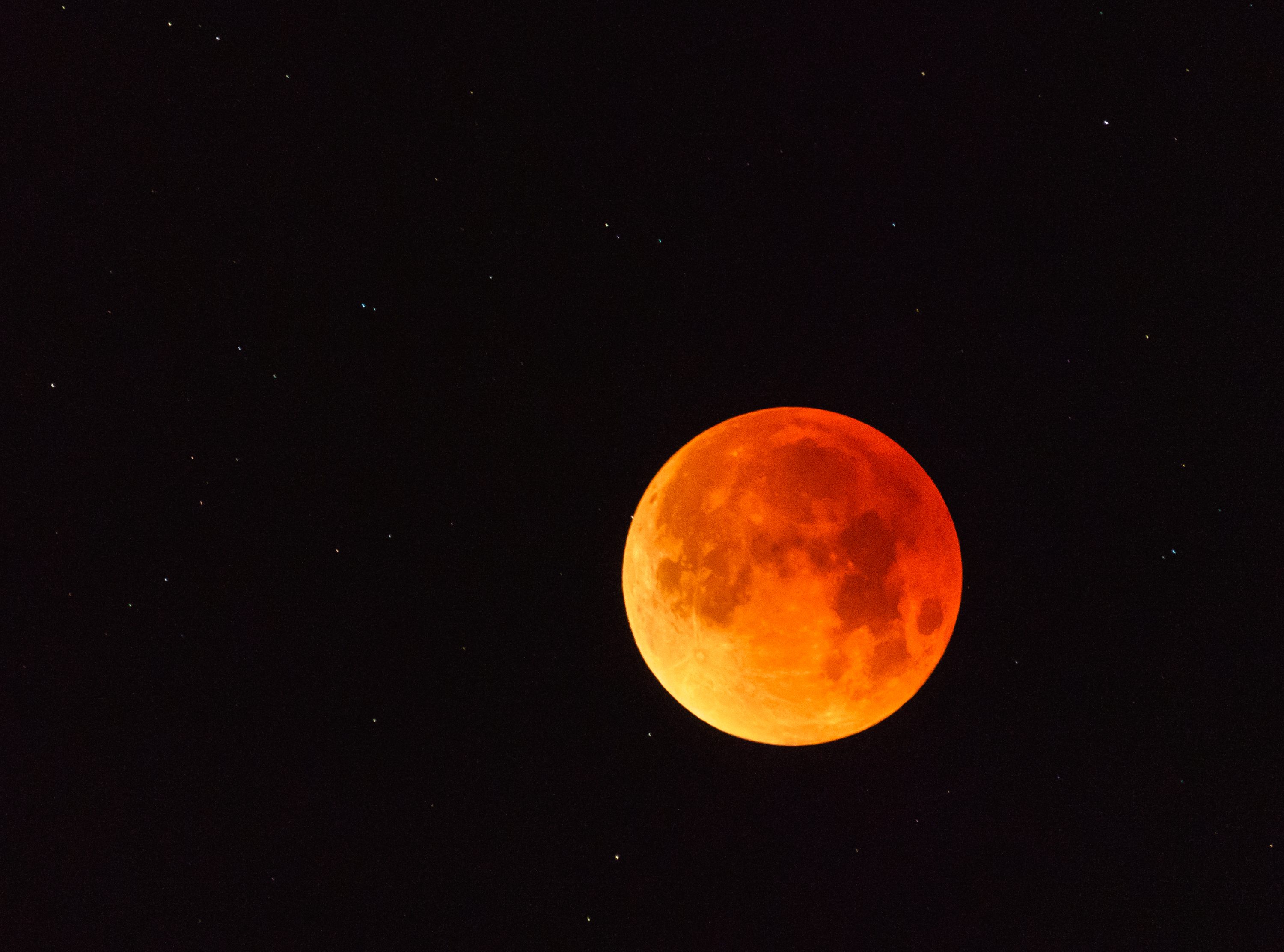 Woke up at 4am to shoot this Super Blue Blood Moon eclipse in the Marina. — San Francisco, CA