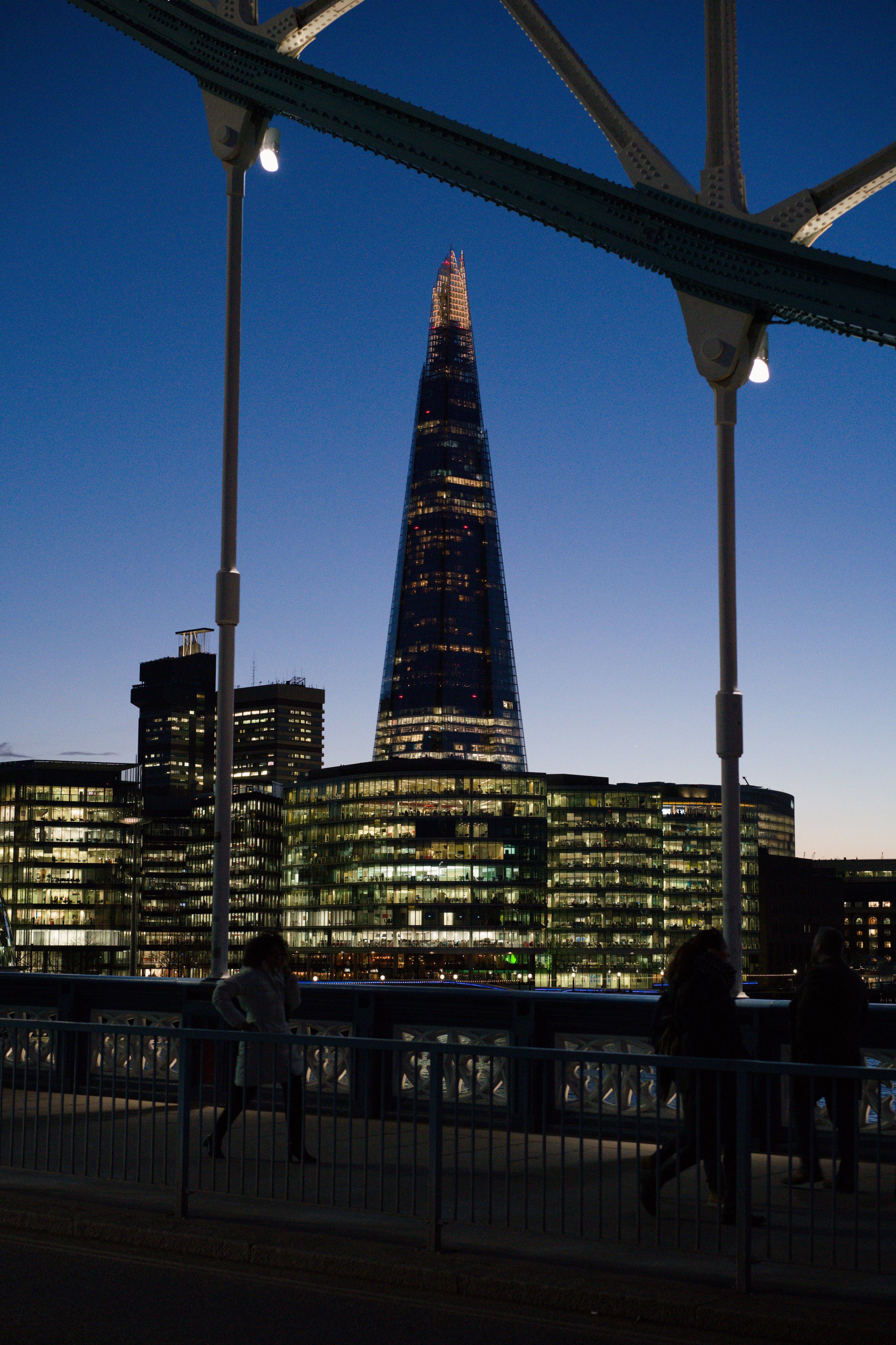 The Shard as seen from Tower Bridge. — London, England